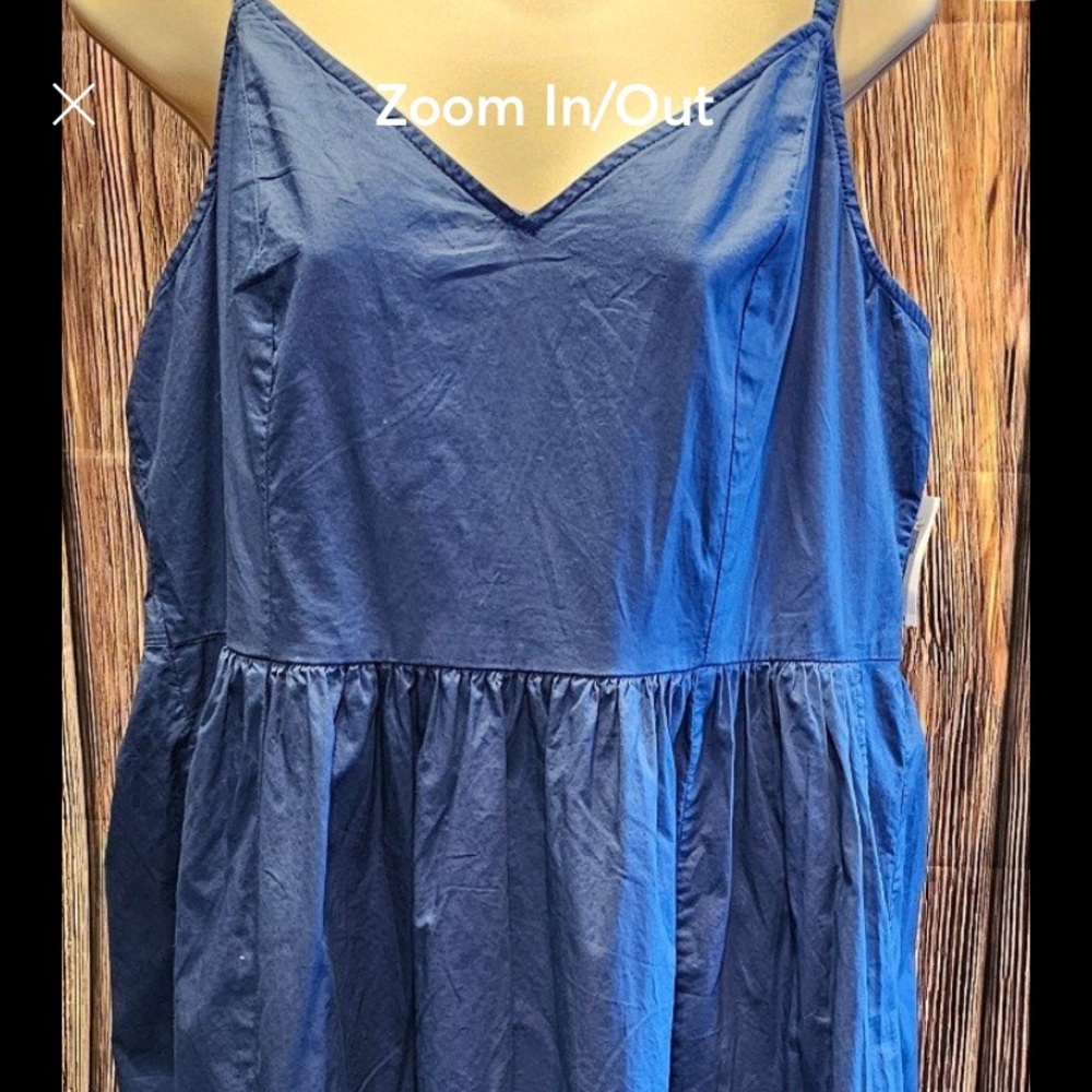 Old navy long blue maxi poplin dress w pockets size large